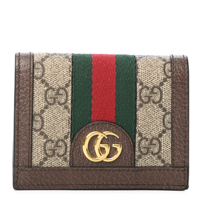 Gucci GG Supreme Monogram Web Ophidia Card Case Beige New Acero 1 of 5
