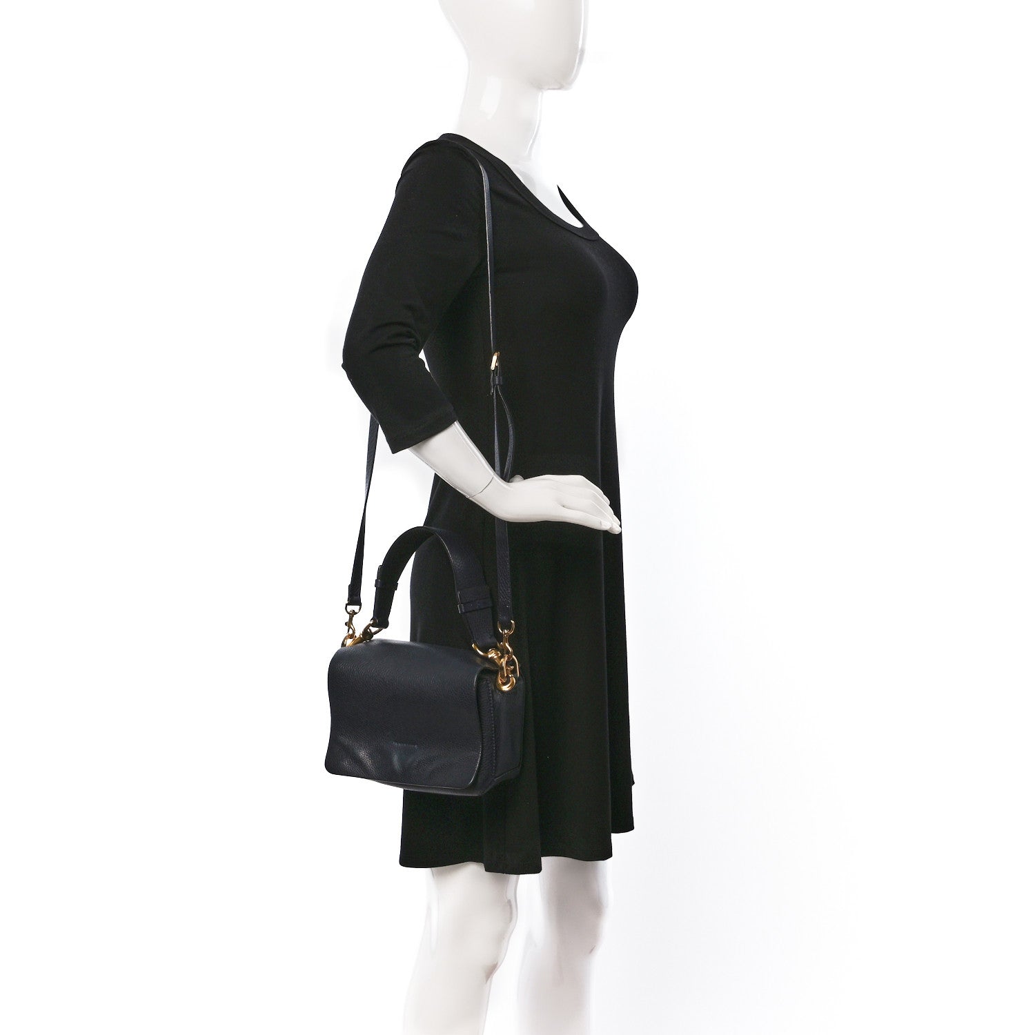 Lanvin Grained Calfskin Box Messenger Bag Navy 2 of 18