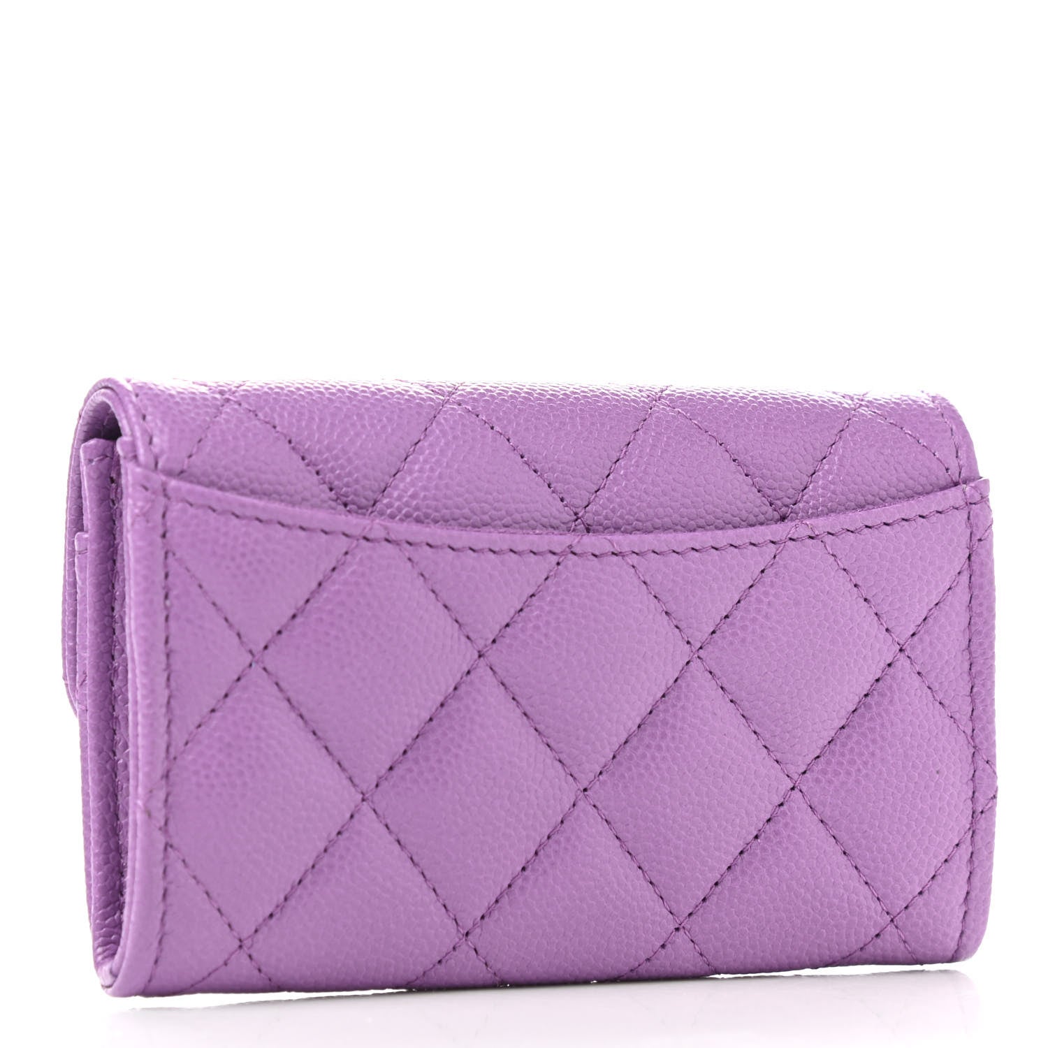 Chanel Caviar Quilted Flap Card Holder Wallet Purple 3 of 9