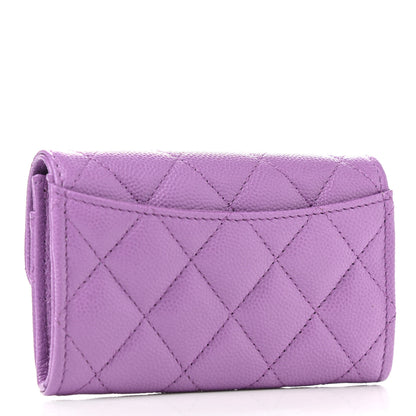 Chanel Caviar Quilted Flap Card Holder Wallet Purple 3 of 9