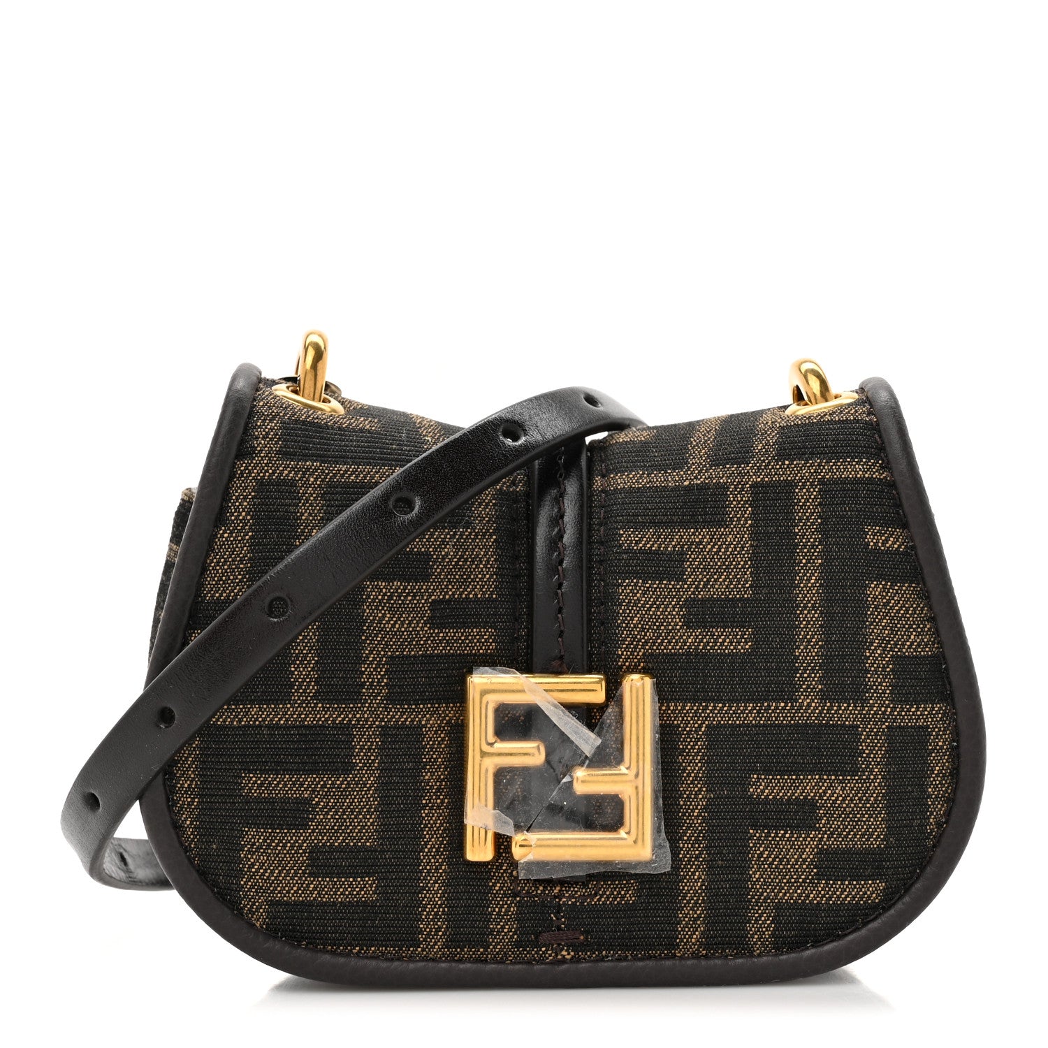 FENDI FFロゴ ハンドバッグ FENDI F Envelope FF 1974 Embossed Leather Belt Bag Sunflower