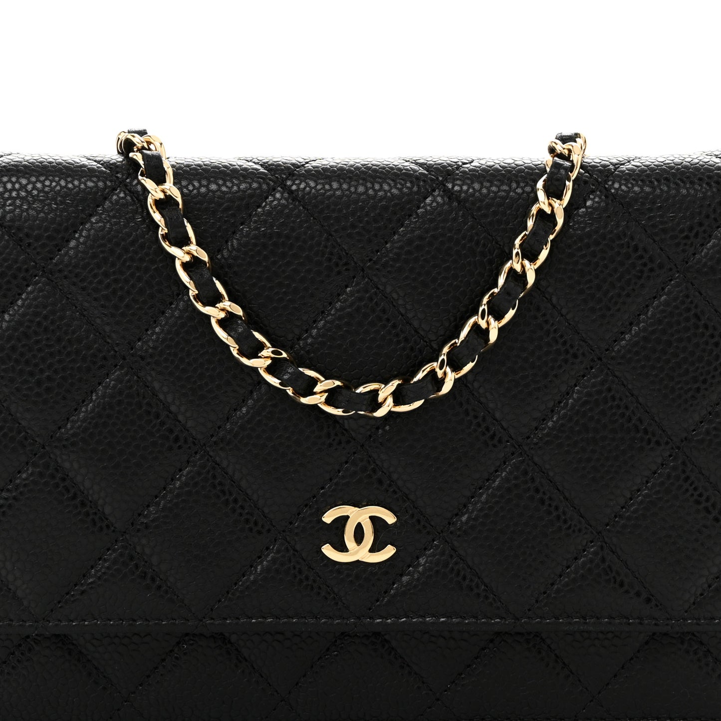 Caviar Quilted Wallet on Chain WOC Black