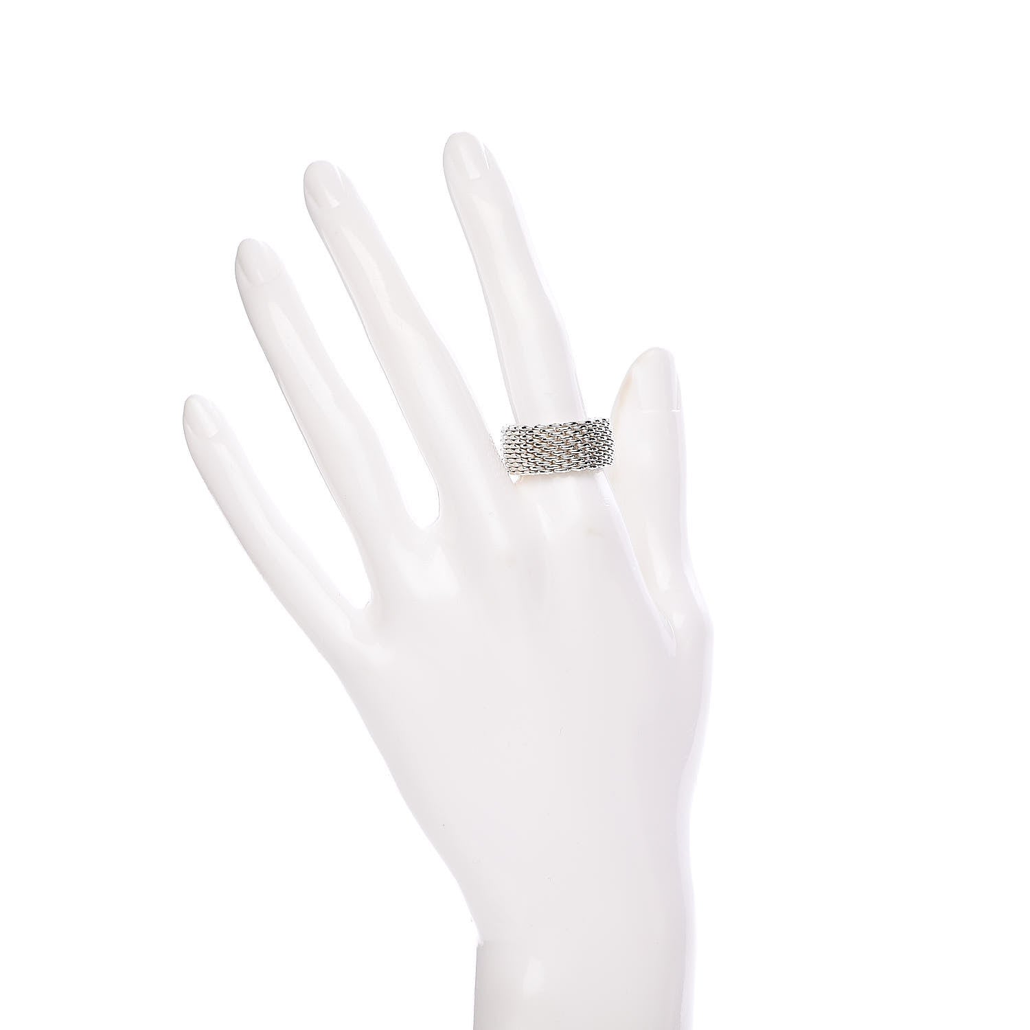 Tiffany Sterling Silver Mesh Somerset Ring 56 7.5 2 of 4