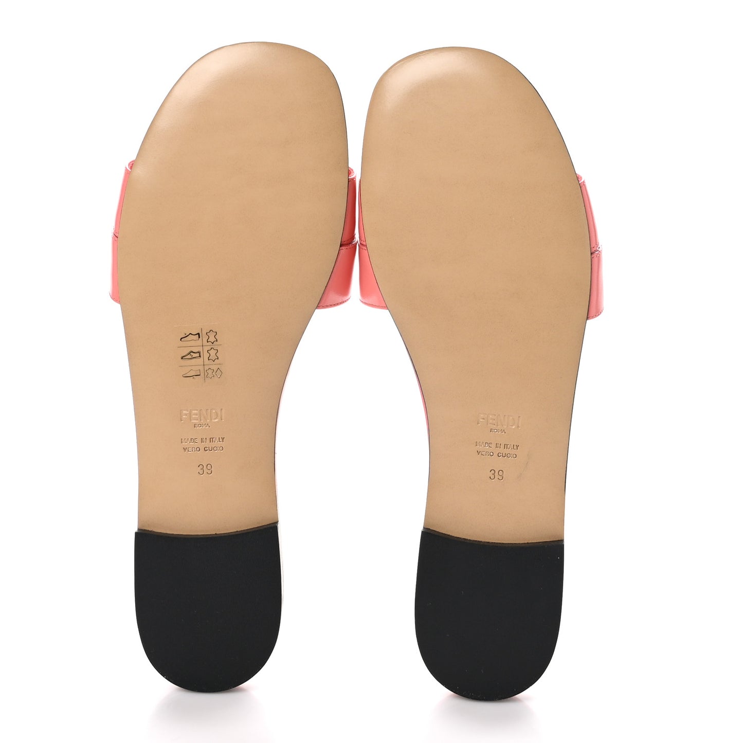 Vitello Cuoio FFold Slide Sandals 39 Pink