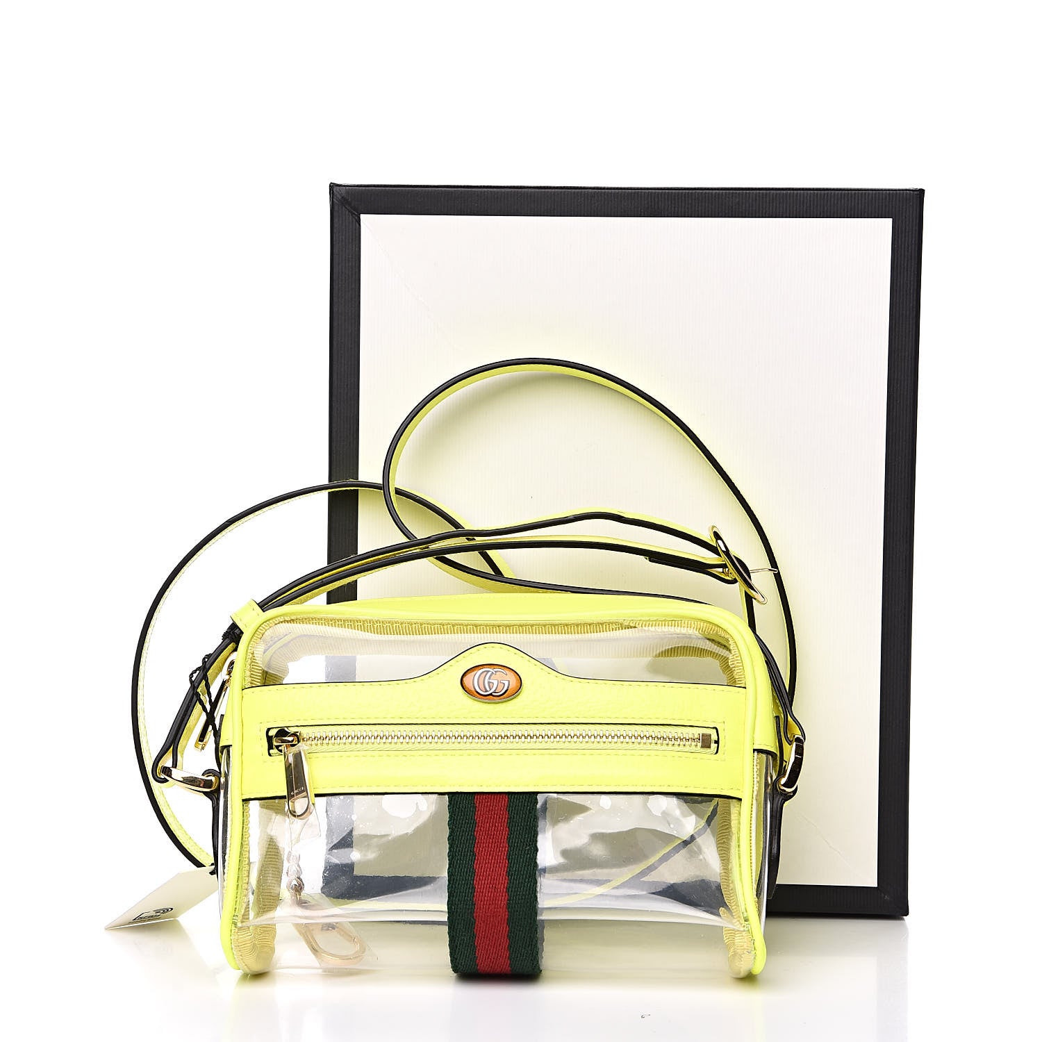 Gucci Vinyl Web Mini Ophidia Transparent Shoulder Bag Yellow Fluo 9 of 9