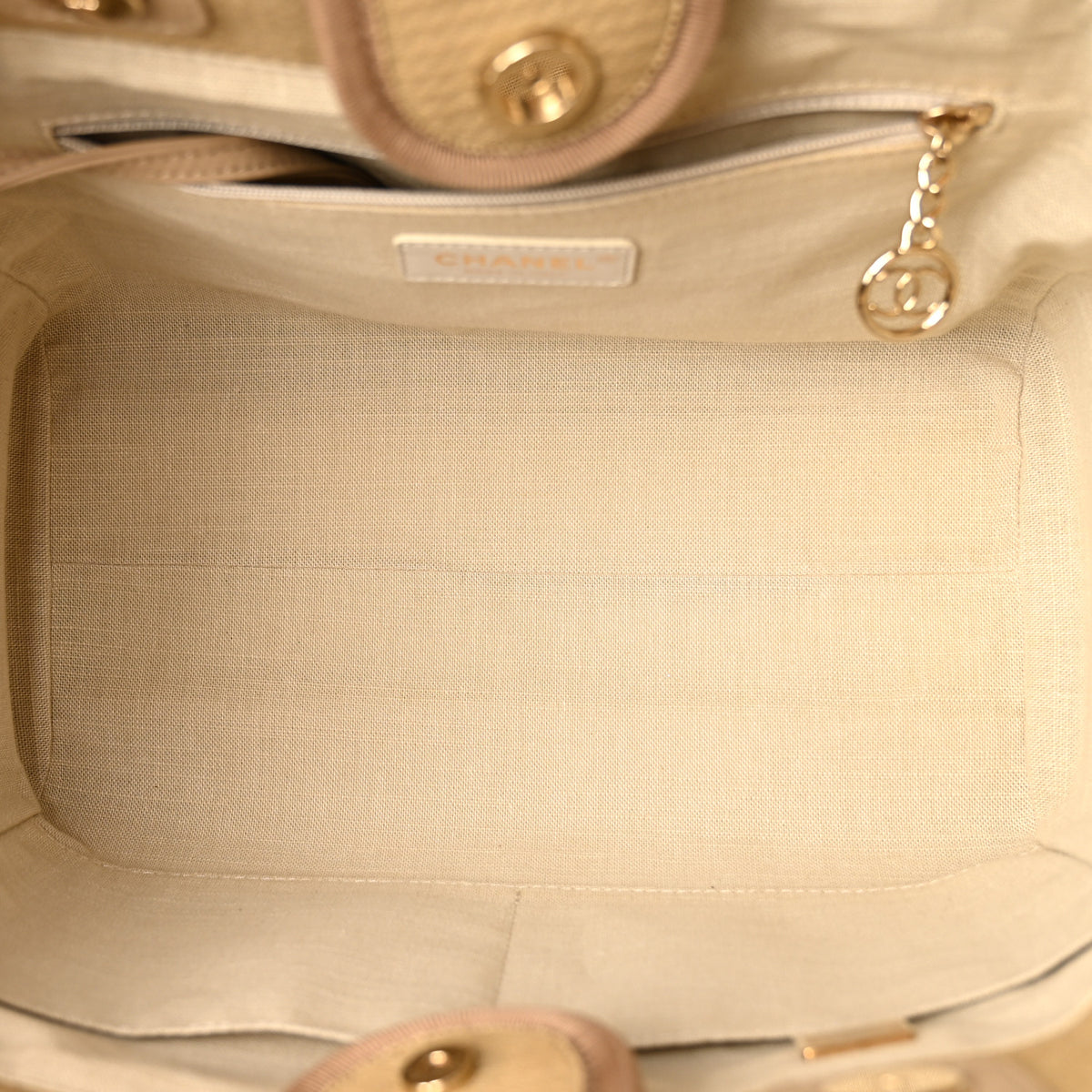 Mixed Fibers Small Deauville Tote Beige