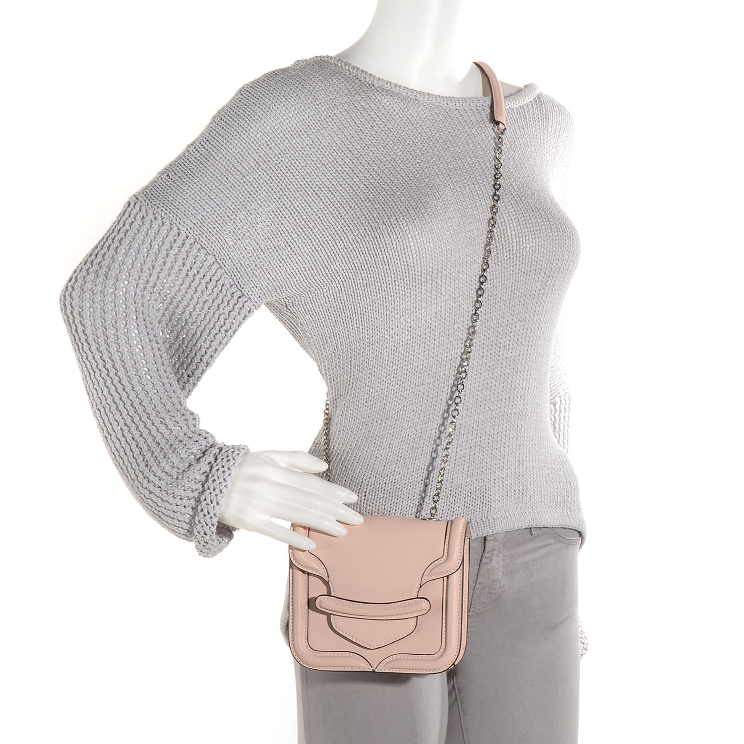 Alexander McQueen Leather Mini Heroine Chain Satchel Powder Pink 2 of 9