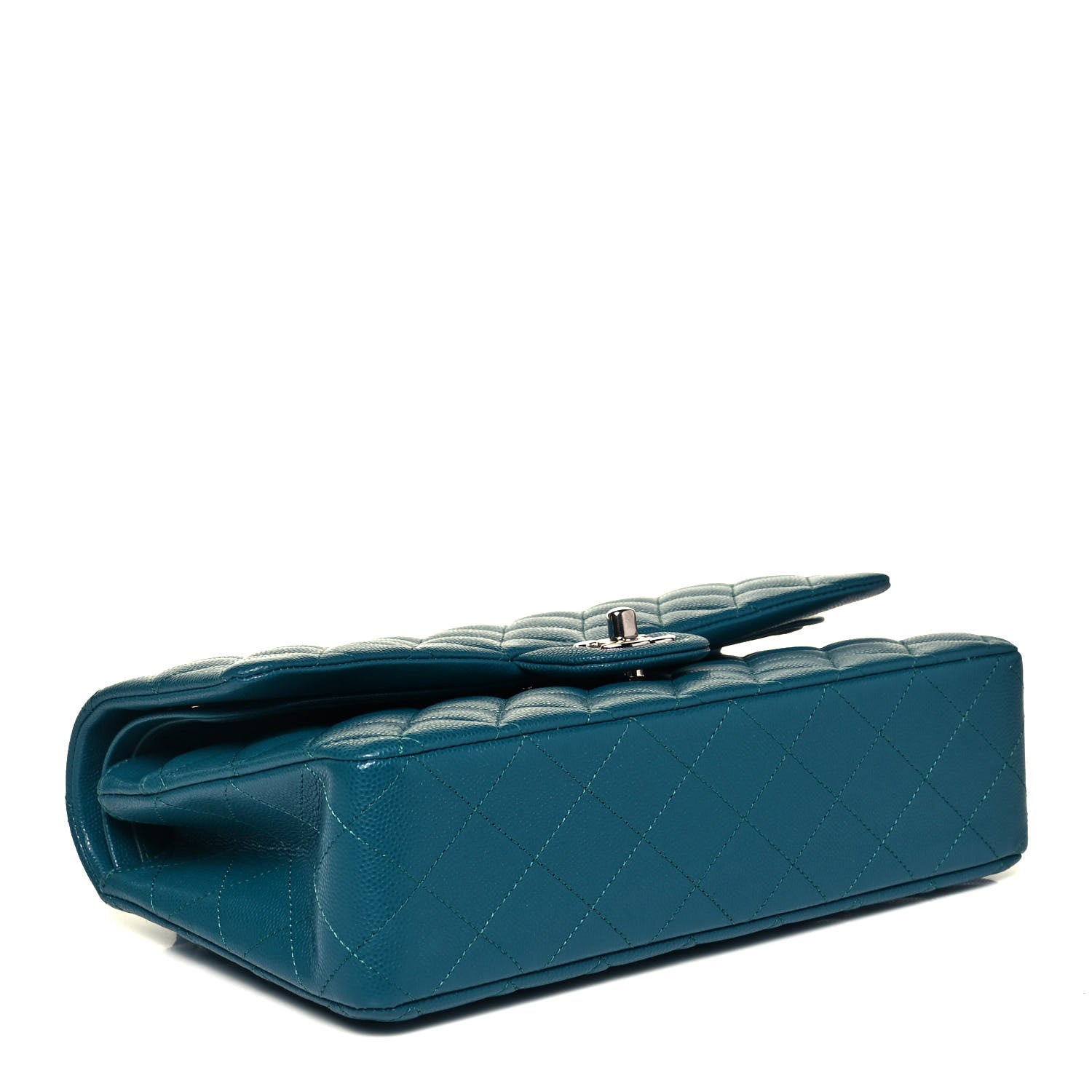 Chanel Caviar Quilted Medium Double Flap Dark Turquoise 3 of 8