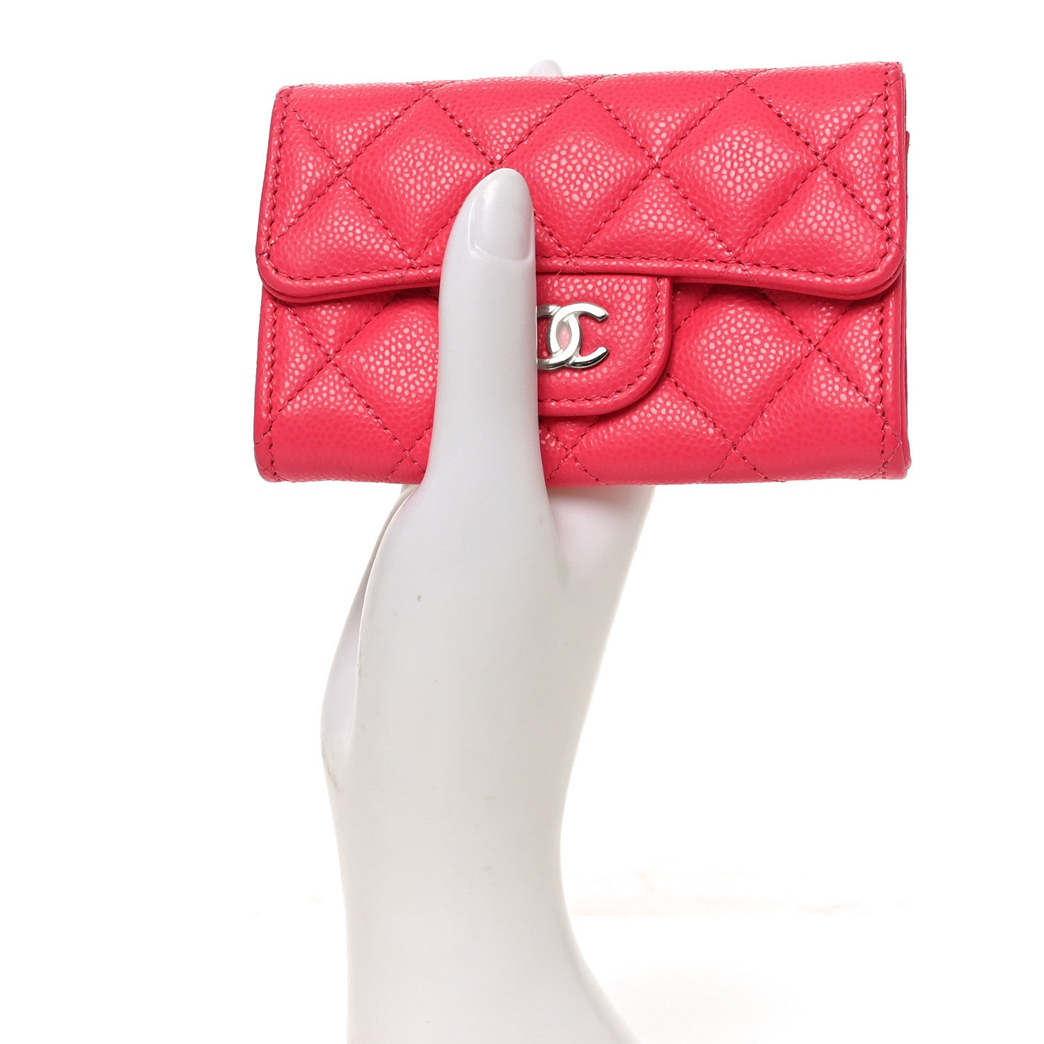 Chanel Caviar Quilted Flap Card Holder Wallet Pink 2 of 8