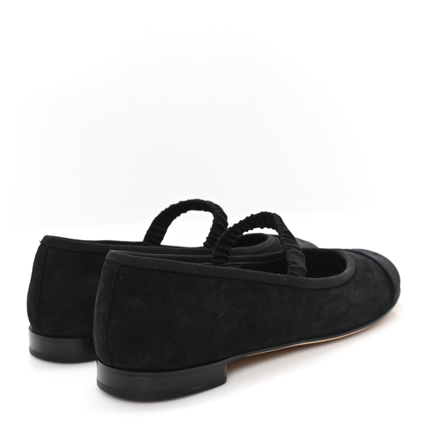 Suede Kidskin Grosgrain Mary Jane Flats 41 Black