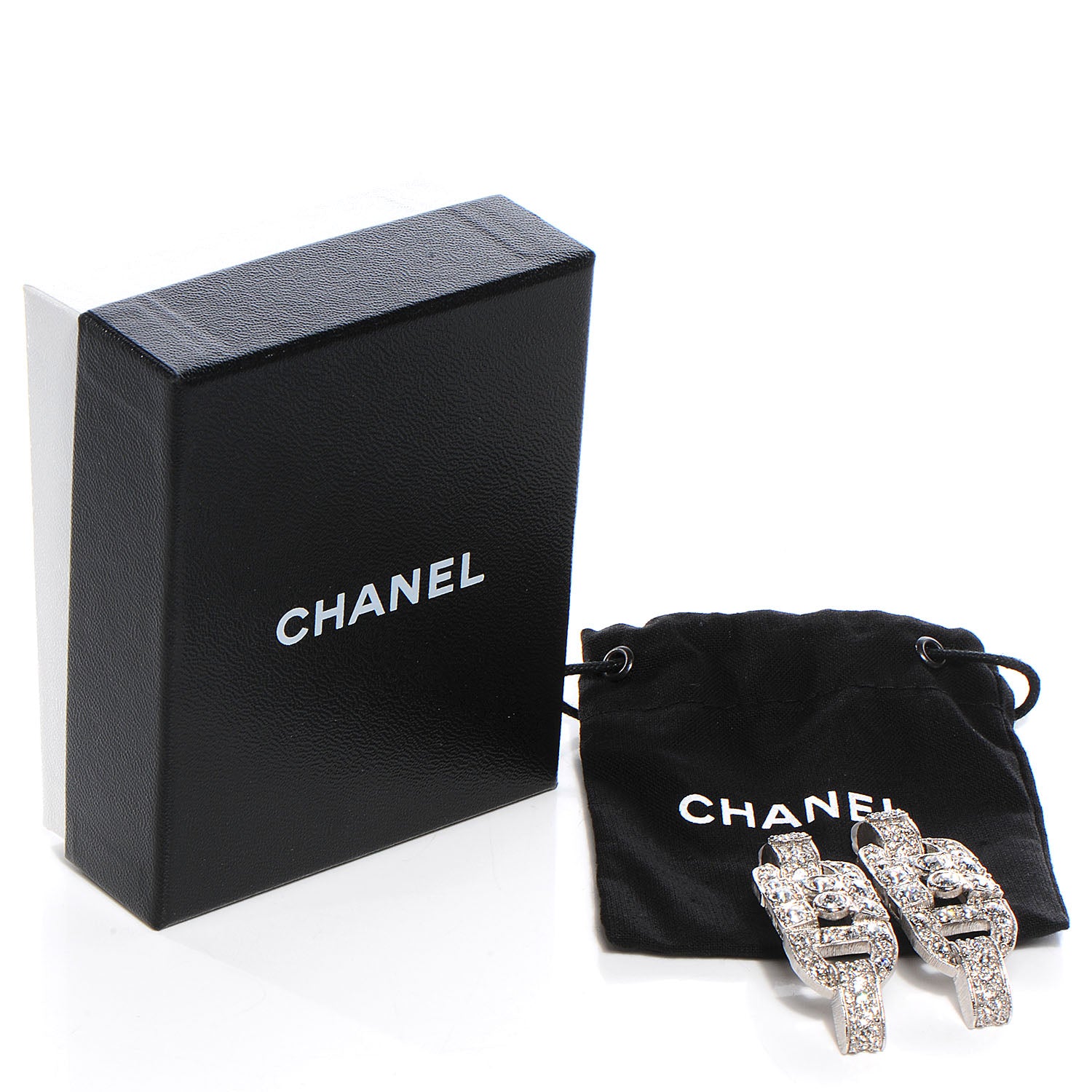 Chanel Crystal CC Clip On Earrings Silver 5 of 5