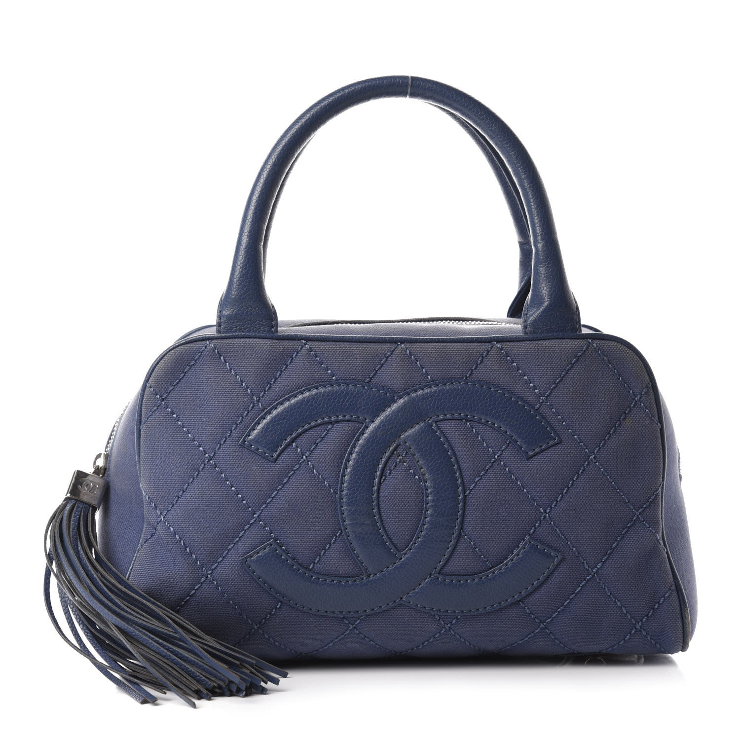 Chanel Canvas Quilted Small Bowler Navy Blue 1 of 11