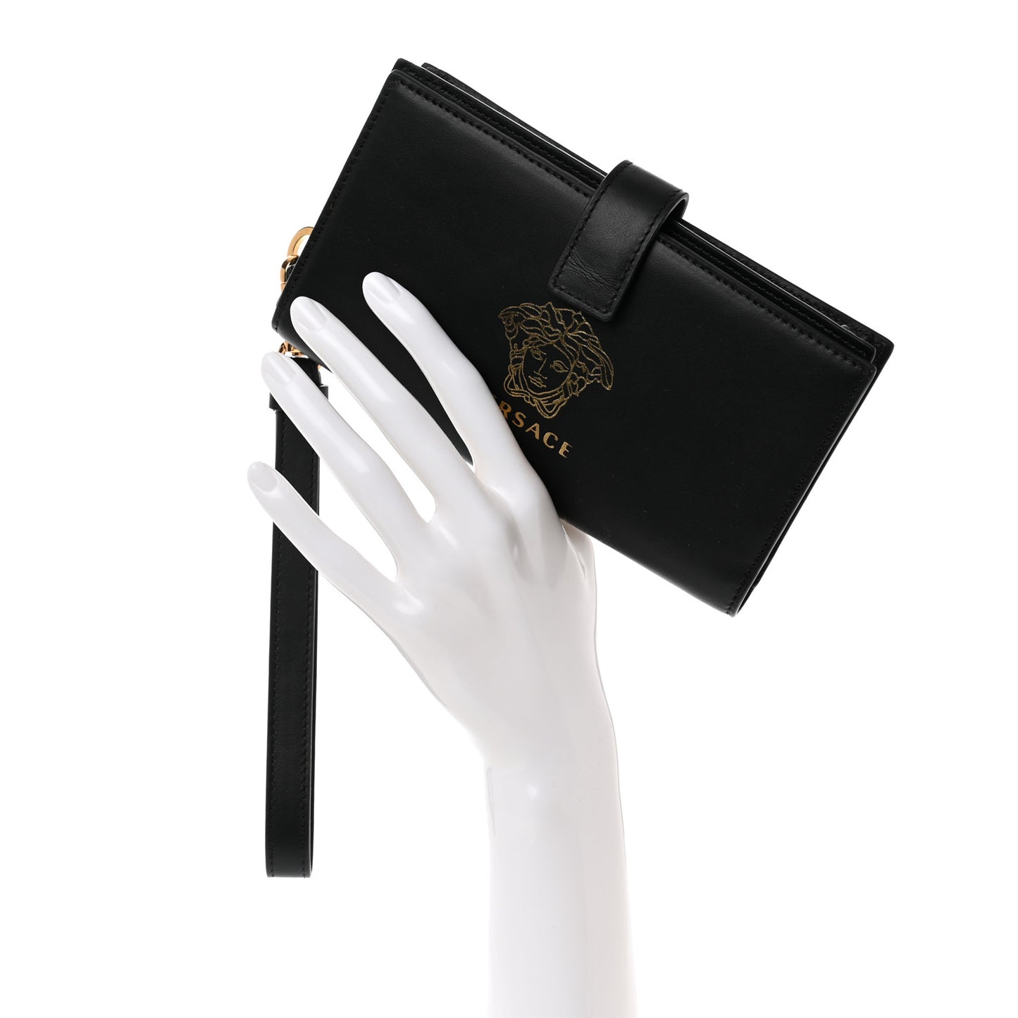 Vitello Medusa Iphone Wristlet Wallet Black