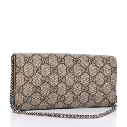 Gucci GG Supreme Monogram Dionysus Chain Clutch Wallet Beige Taupe 3 of 9