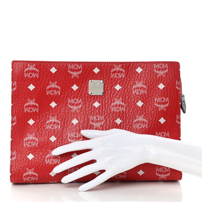 MCM Visetos Medium Zip Pouch Red 2 of 10