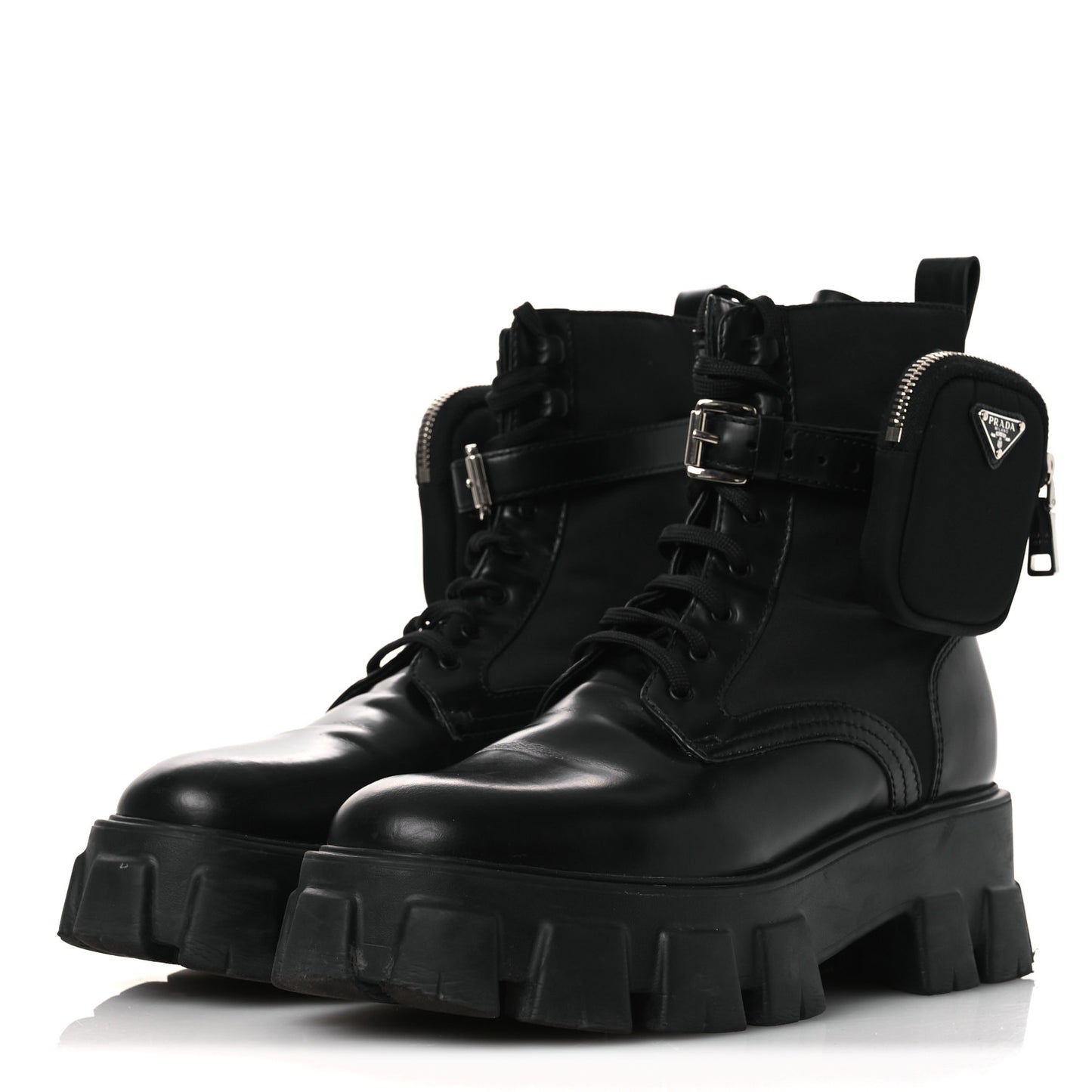 Spazzolato Rois Nylon Metal Triangle Logo Monolith Pouch Pocket 55mm Boots 40.5 Black