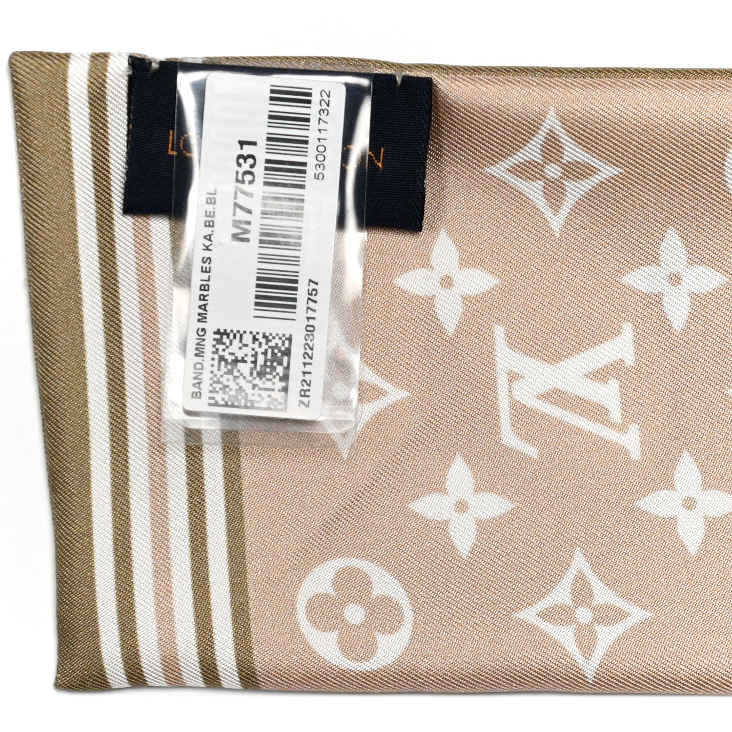 Louis Vuitton Silk Monogram Marbles Classic Bandeau Kaki Beige White 3 of 5