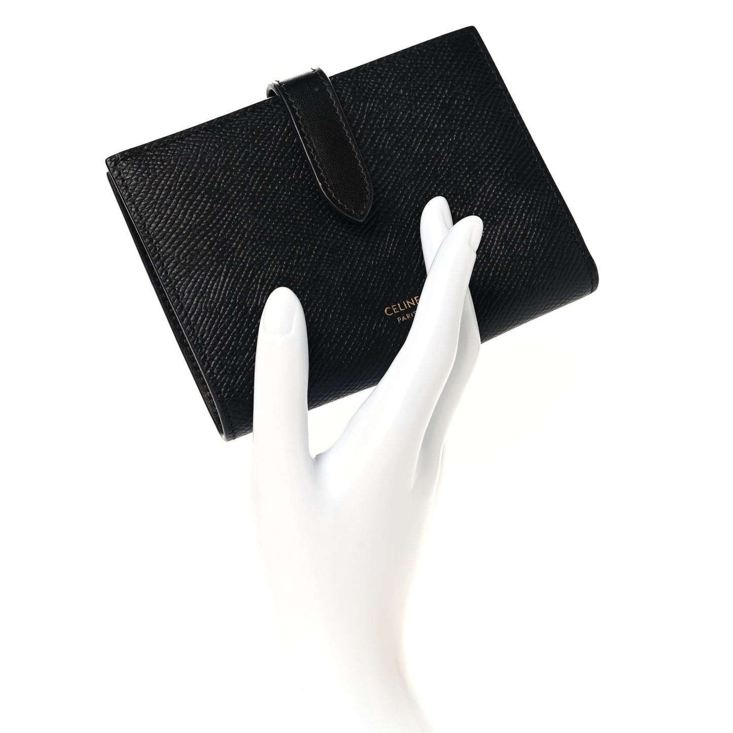 Grained Calfskin Medium Multifunction Strap Wallet Black