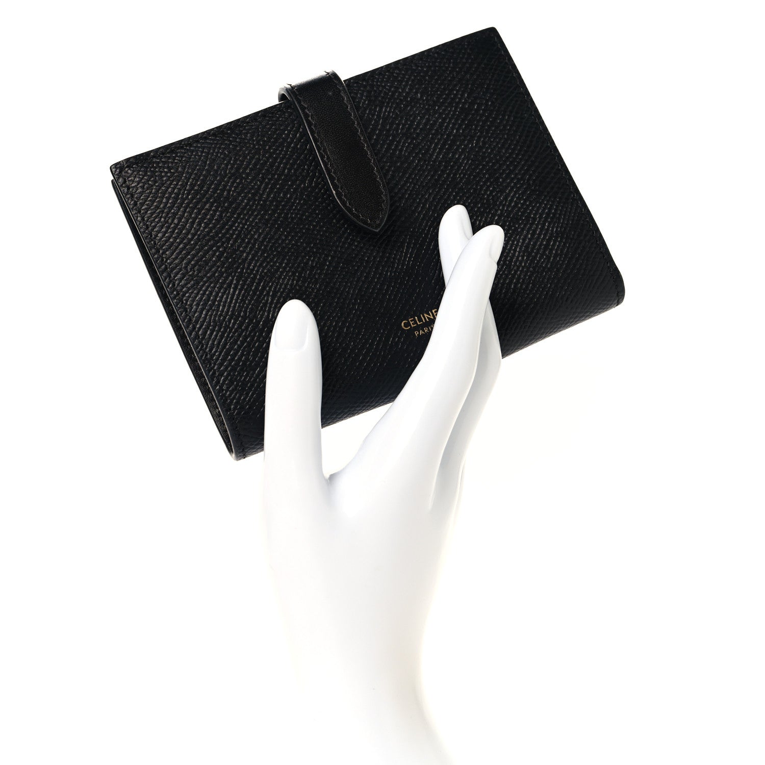 Celine Grained Calfskin Medium Multifunction Strap Wallet Black 2 of 8