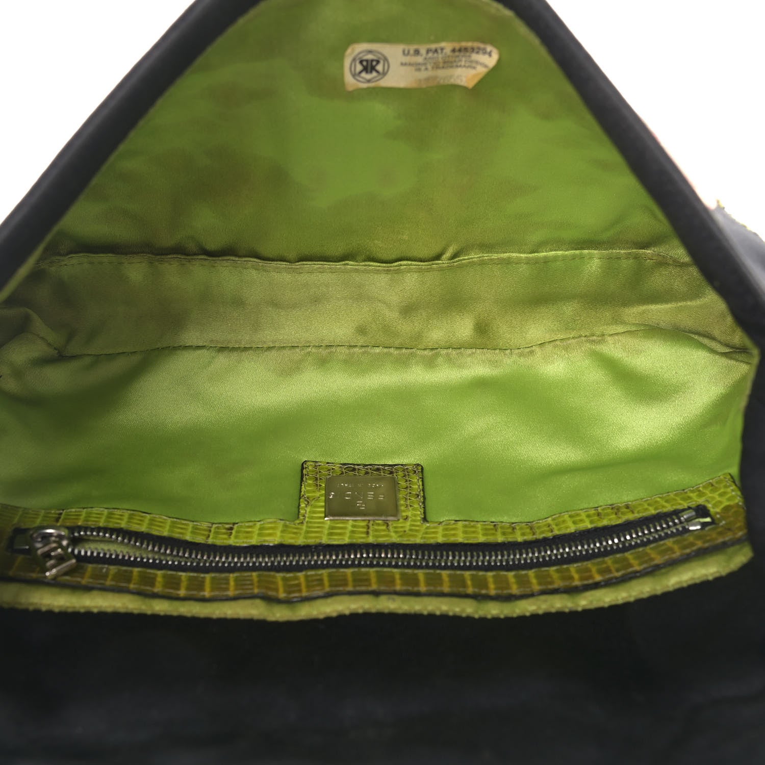 Fendi Canvas Lizard Embroidered Flower Baguette Black Multicolor 5 of 10