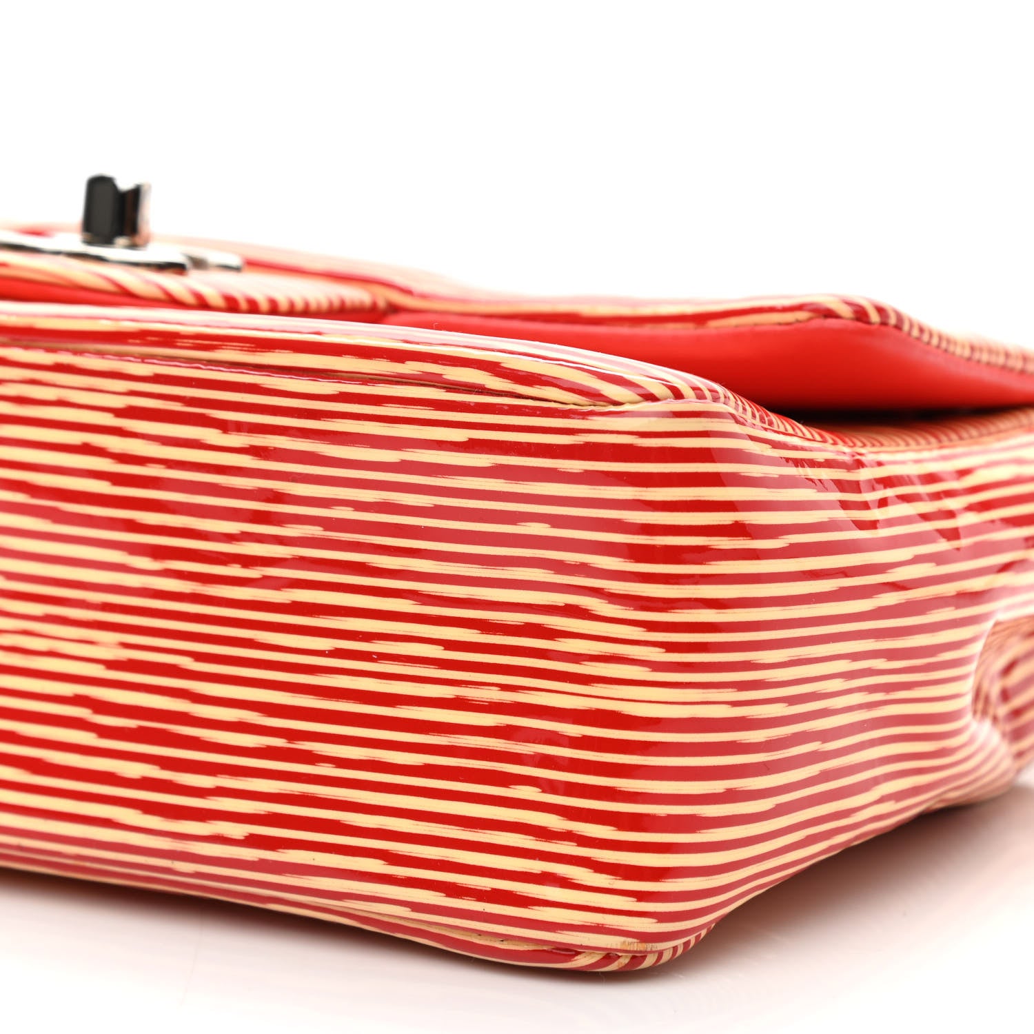 Chanel Patent Calfskin Striped Mini Rectangular Flap Red 9 of 10