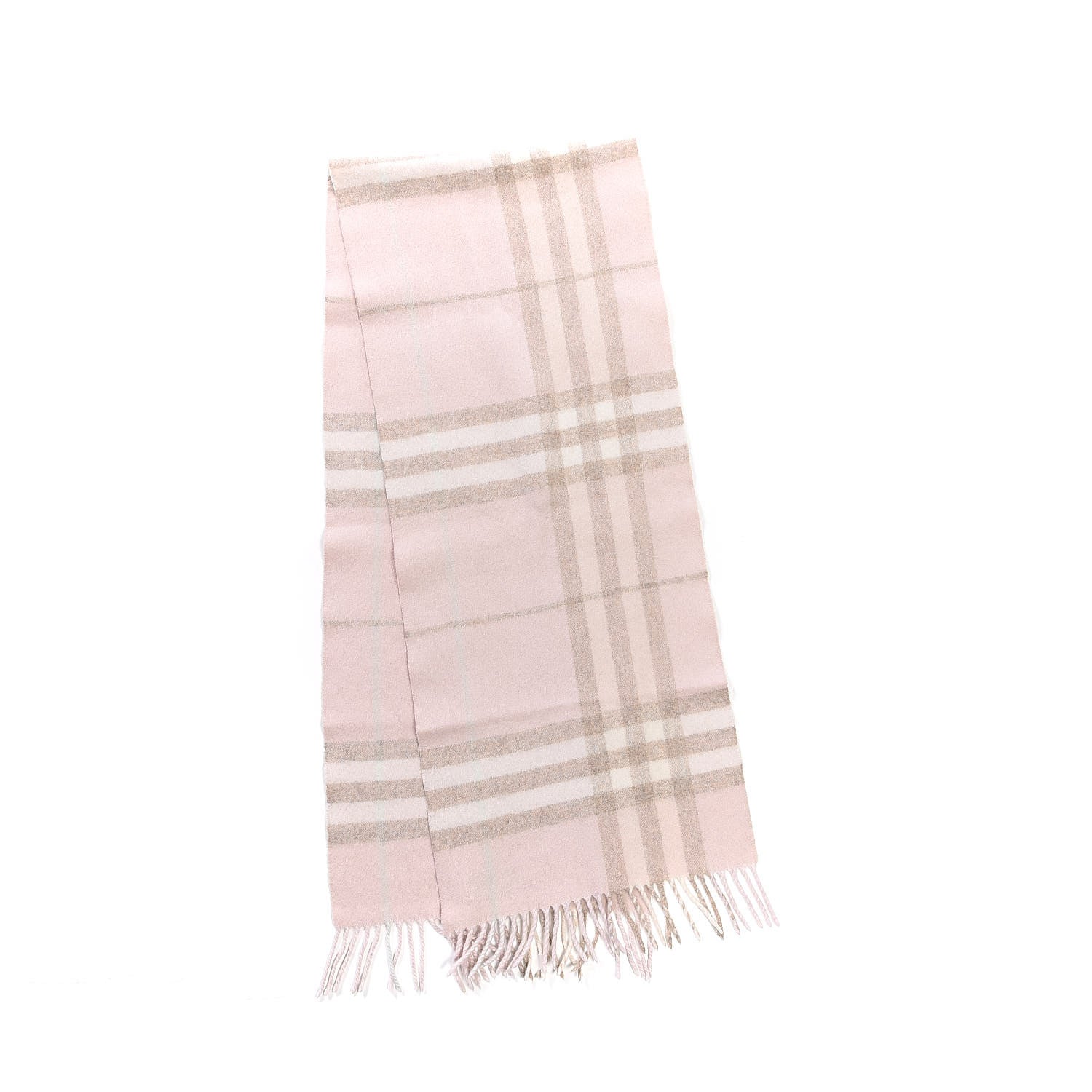 Burberry Cashmere Giant Check Fringe Scarf Pink 3 of 6