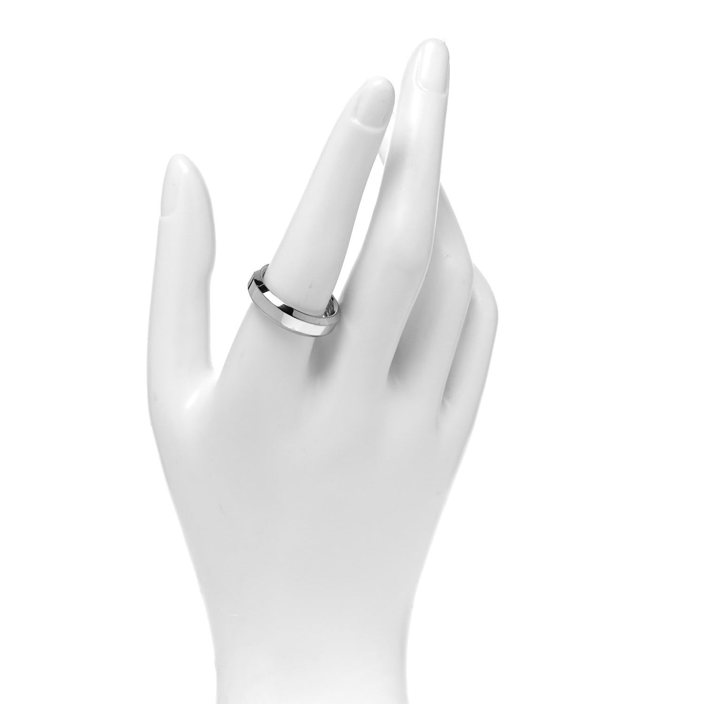 18K White Gold 6mm Beveled Band Ring 60 9