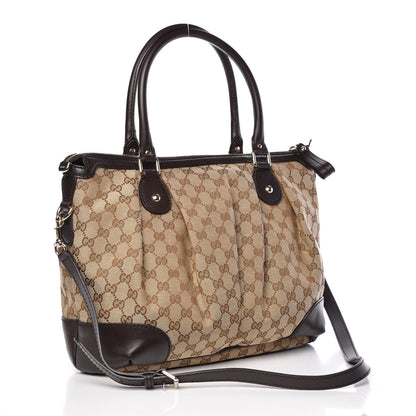 Gucci Monogram Large Sukey Top Handle Bag Beige Dark Brown 4 of 10