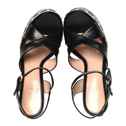 Gucci Malaga Kid Interlocking G Studs 155mm Platform Sandals 36 Perfect Black 2 of 9