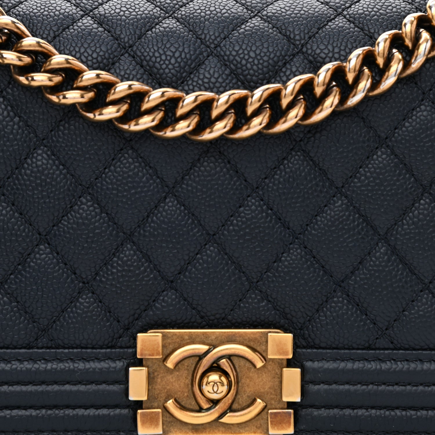 Chanel Caviar Quilted Medium Boy Flap Navy 8 of 10