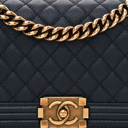 Chanel Caviar Quilted Medium Boy Flap Navy 8 of 10