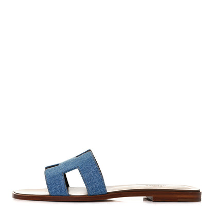 Hermes Denim Canvas Oran Sandals 40 Bleu Clair 1 of 8