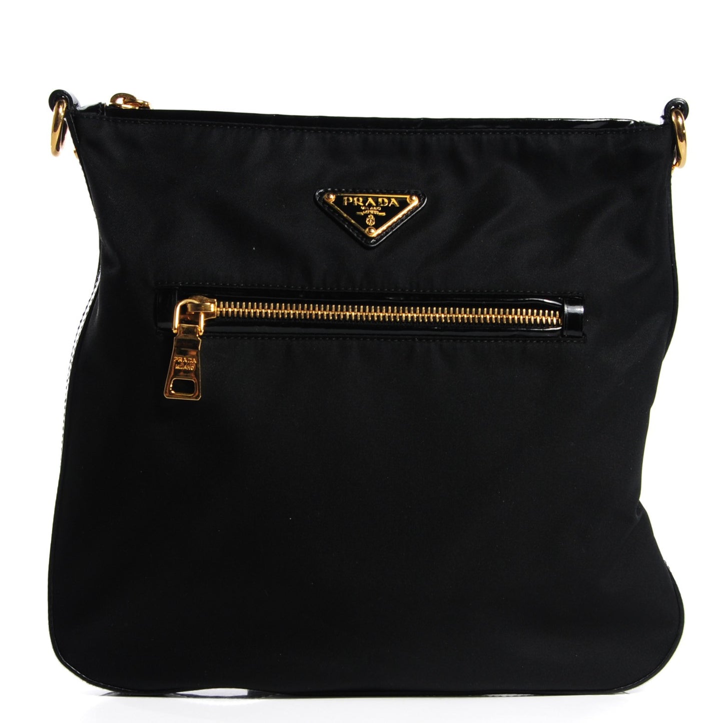 Nylon Small Flat Messenger Bag Black