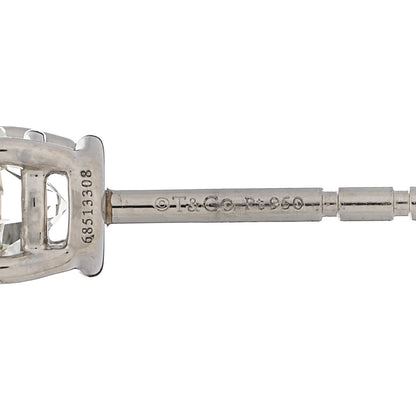 Tiffany Platinum Diamond .78ctw Solitaire Earrings 4 of 5