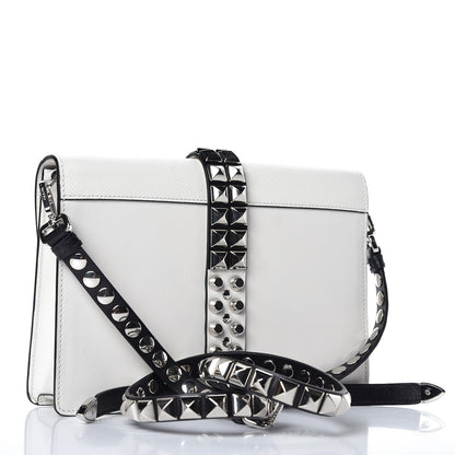 Prada Saffiano City Calfskin Studded Large Elektra Shoulder Bag White 3 of 7