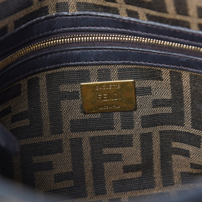 Fendi Fabric Jacquard FF 1974 Large Baguette Tobacco Moro Black 6 of 14