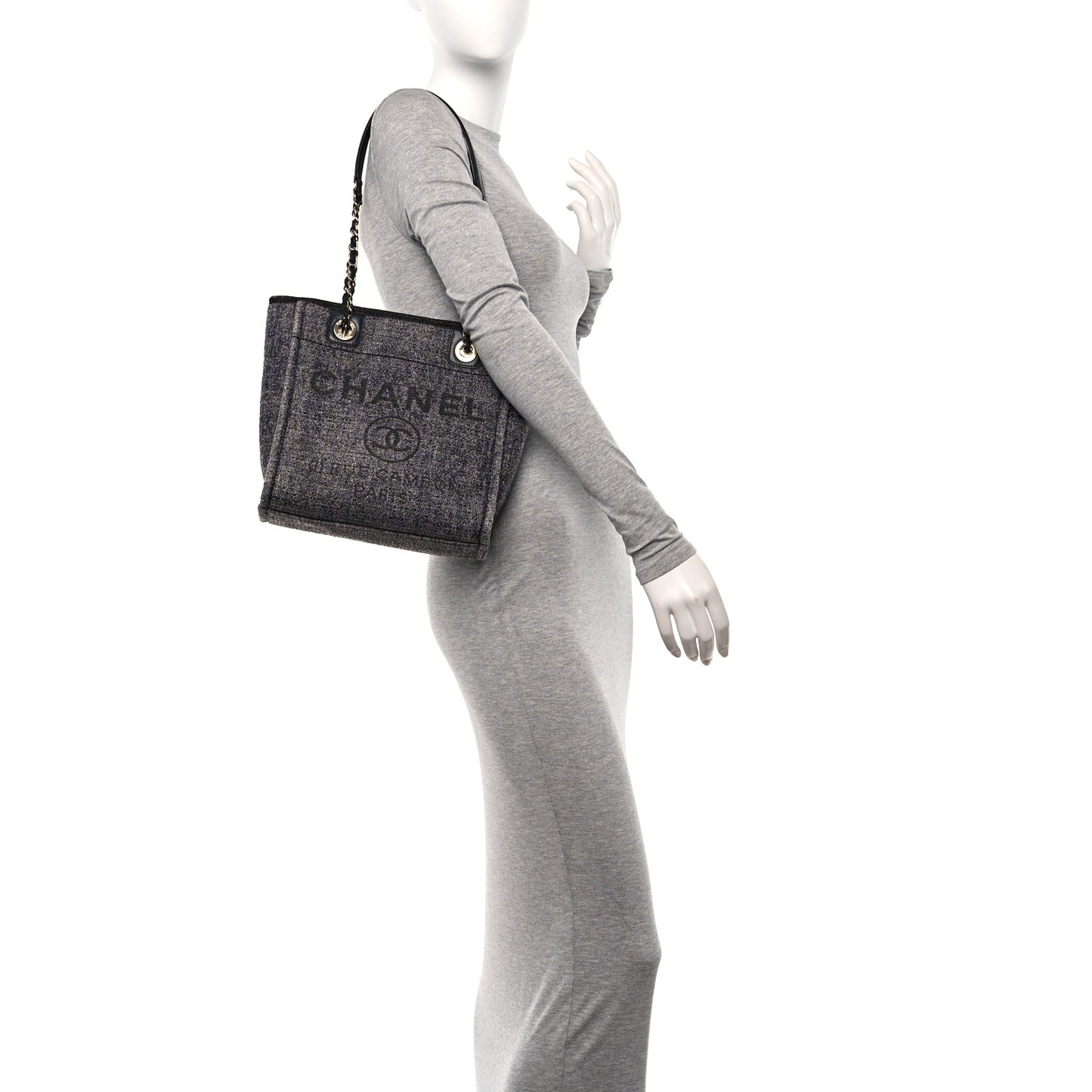 Lurex Boucle Mini Deauville Tote Black