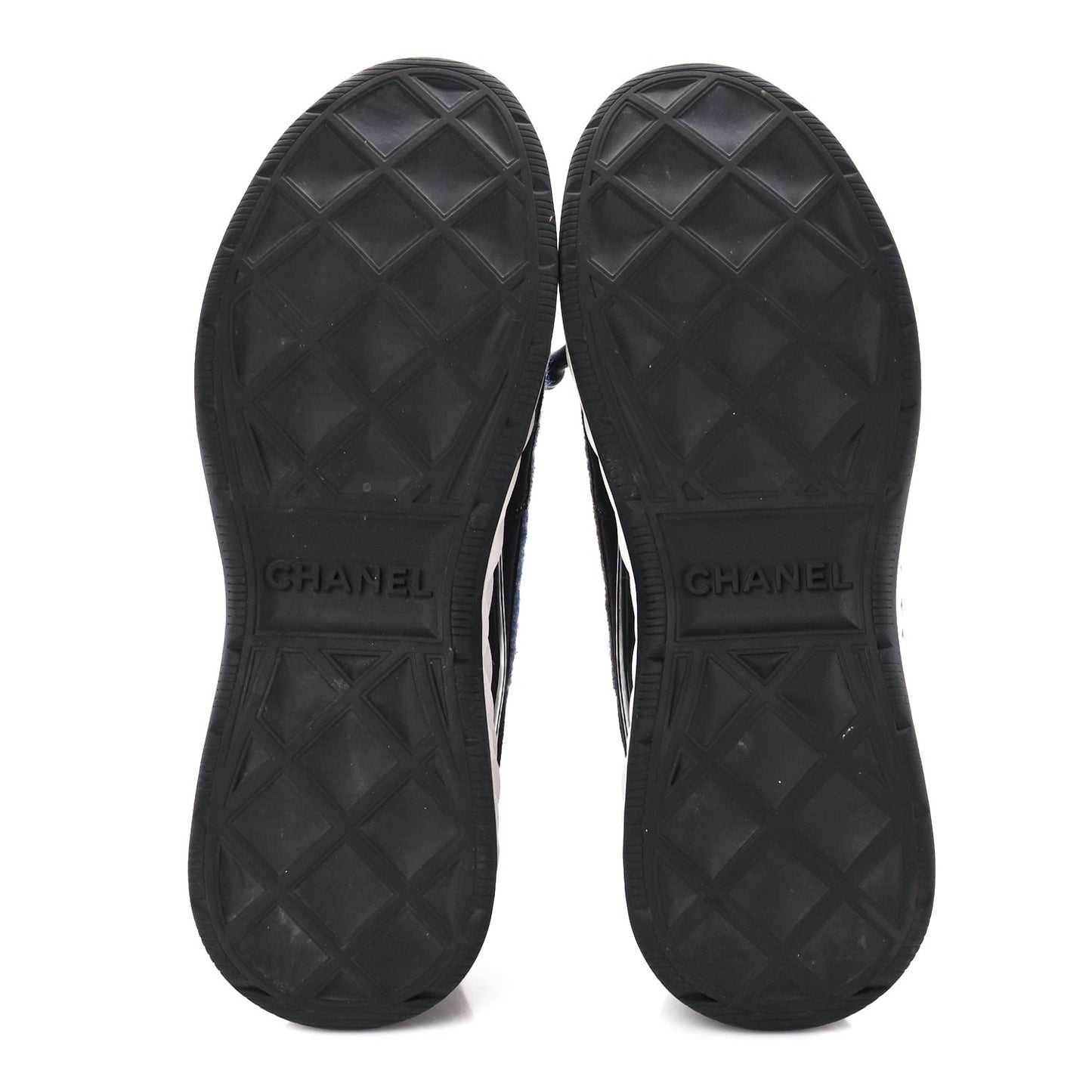 Fabric Suede Calfskin CC Sneakers 41 Blue Black Dark Green