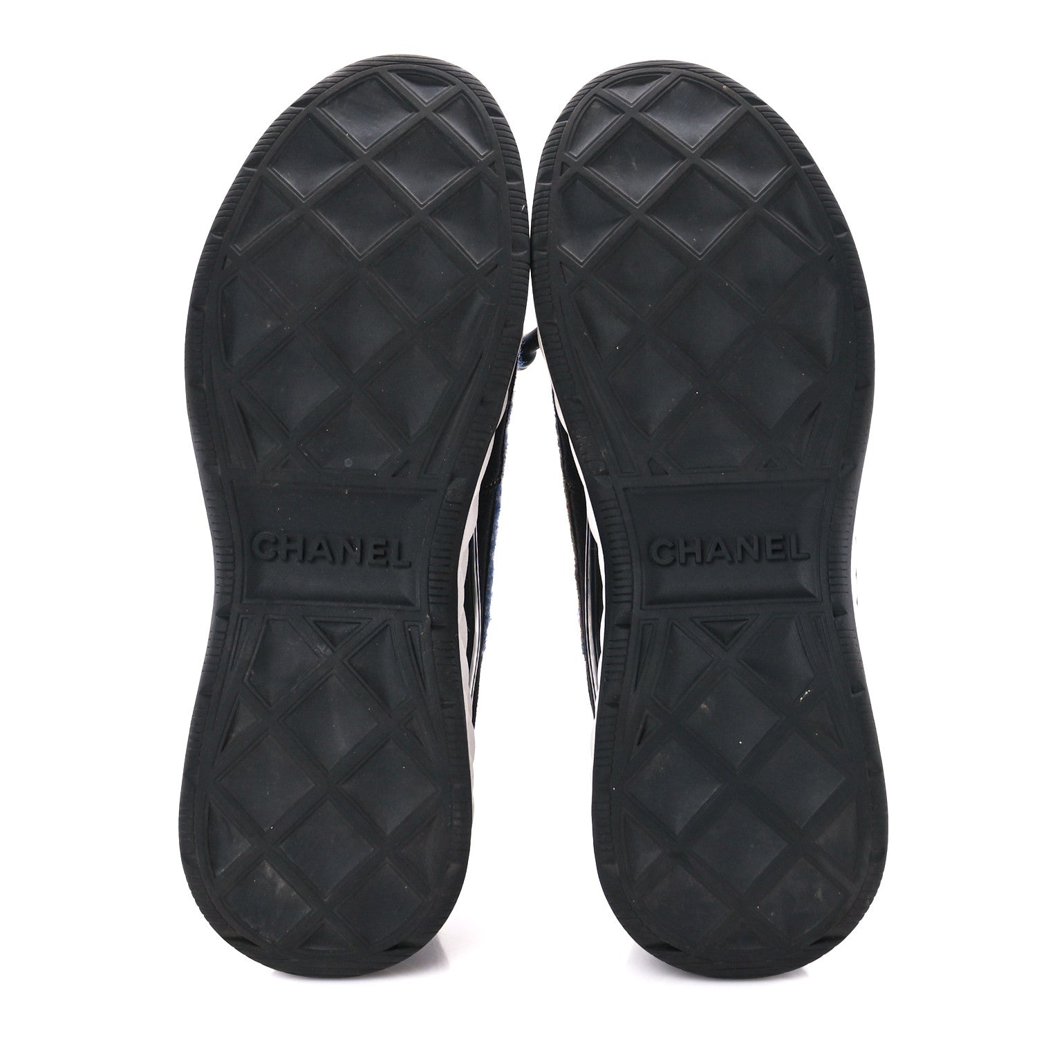 Chanel Fabric Suede Calfskin CC Sneakers 41 Blue Black Dark Green 5 of 8