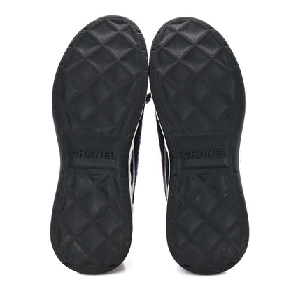 Chanel Fabric Suede Calfskin CC Sneakers 41 Blue Black Dark Green 5 of 8