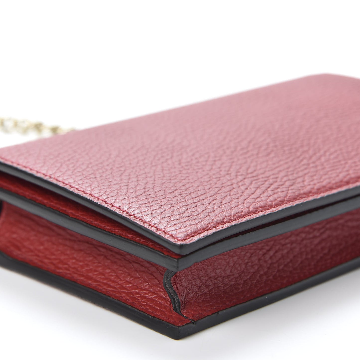 Dollar Calfskin Medium Betty Chain Wallet Red
