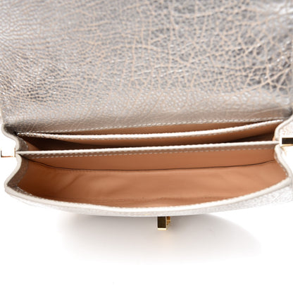Delvaux Metallic Crispy Calfskin Mini Le Mutin Saddle Bag Antique Silver 5 of 7
