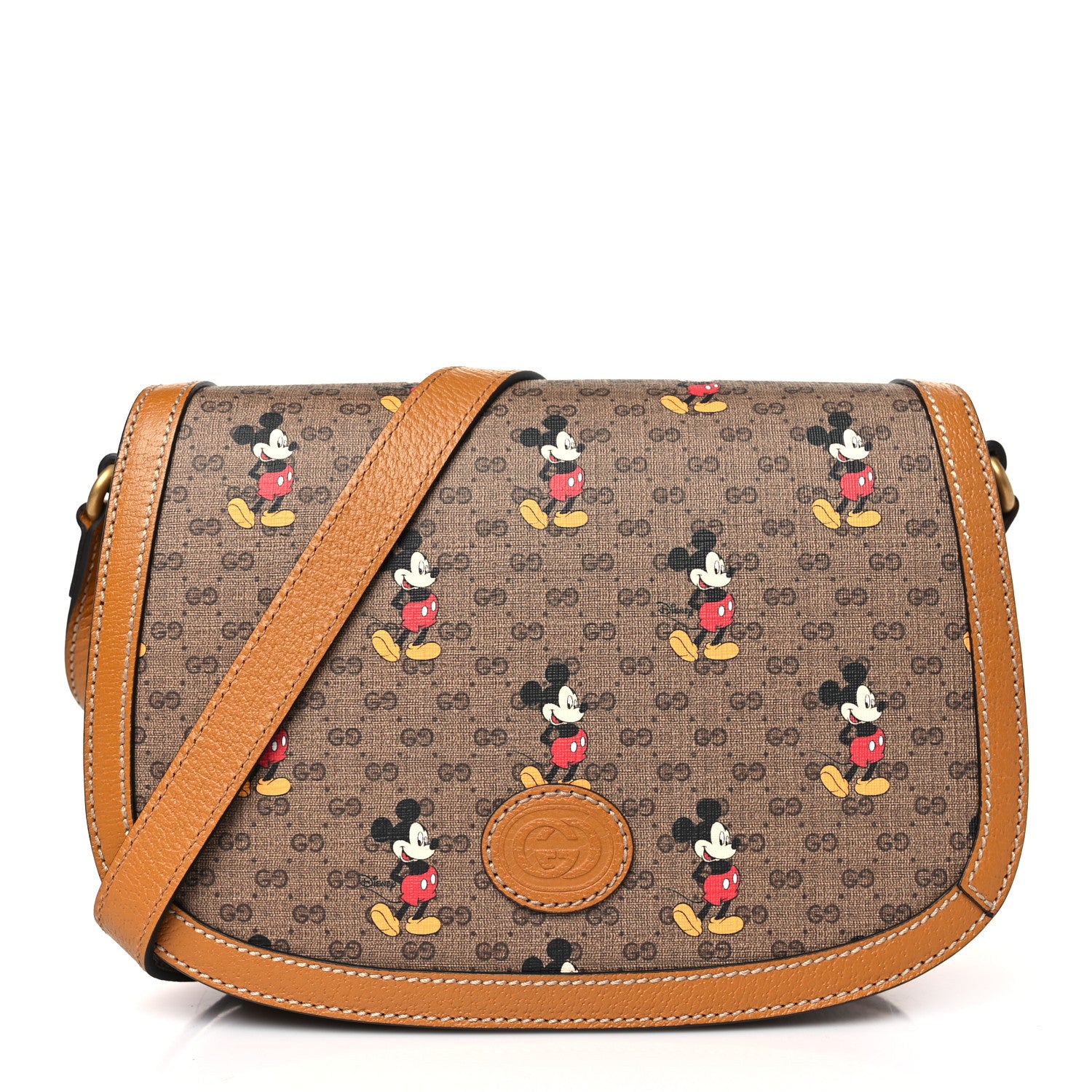 Gucci X DISNEY Mini Vintage GG Supreme Monogram Mickey Mouse Small Flap Messenger Bag Beige Vintage Sun Oil 1 of 9