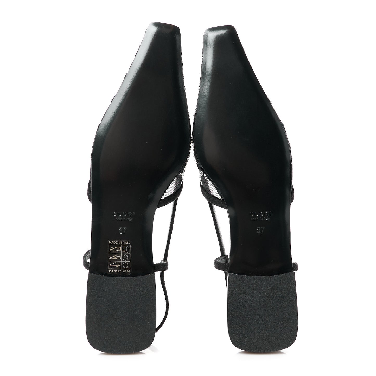 Tela Retino Kid Scamosciato Crystal GG Monogram Square Demi Ballet Flats 37 Black