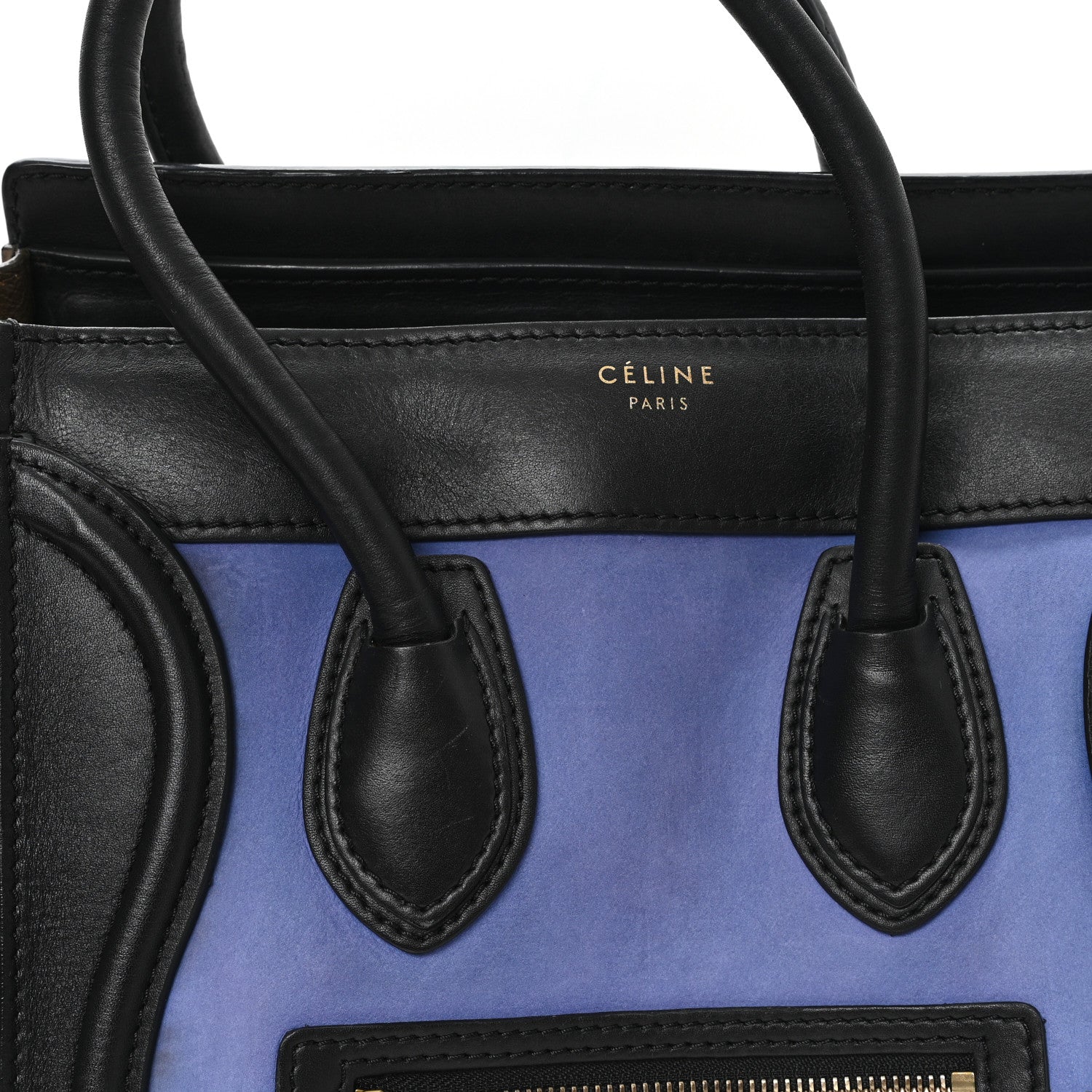 Celine Calfskin Nubuck Suede Micro Tri-Color Luggage Porcelain 6 of 9