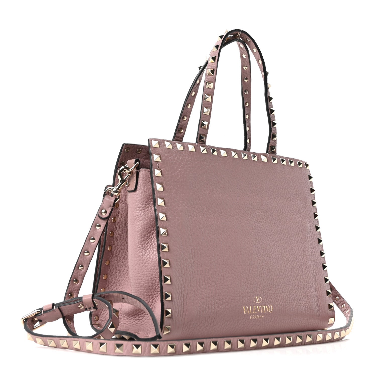 Valentino Garavani Grained Calfskin Rockstud Flip Lock Tote Lipstick 5 of 17