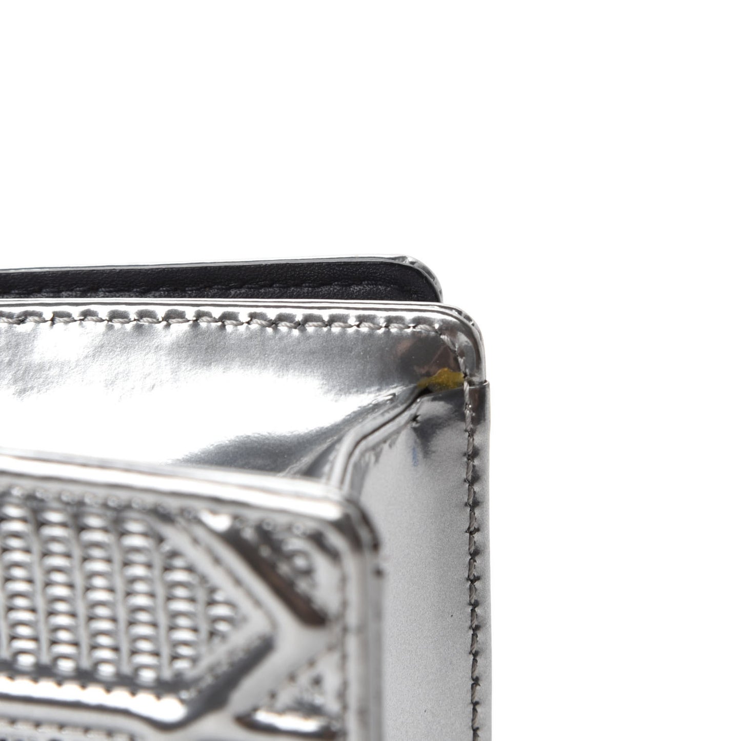 Metallic Patent Micro-Cannage Baby Diorama Flap Bag Silver