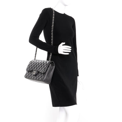 Chanel Lambskin Quilted Jumbo Double Flap Dark Grey 2 of 9