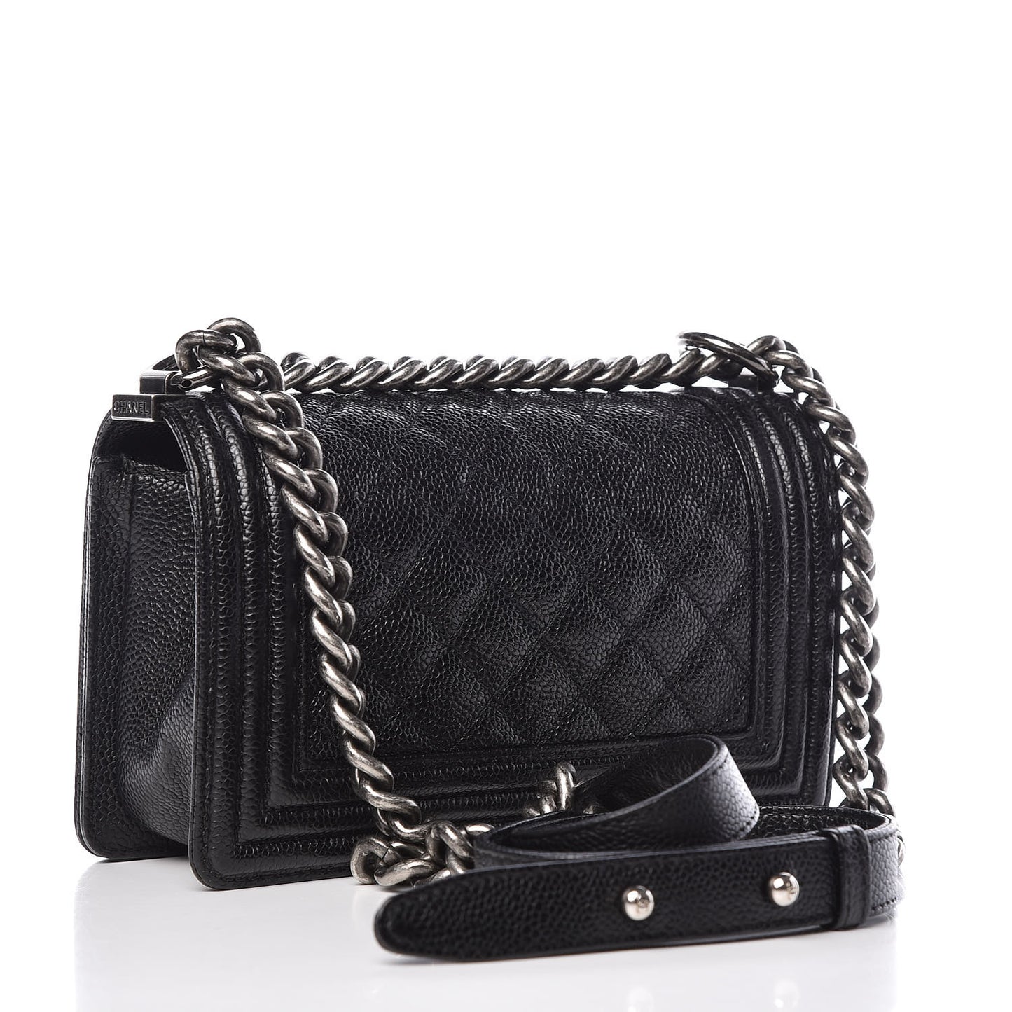 Caviar Quilted Small Boy Flap Black