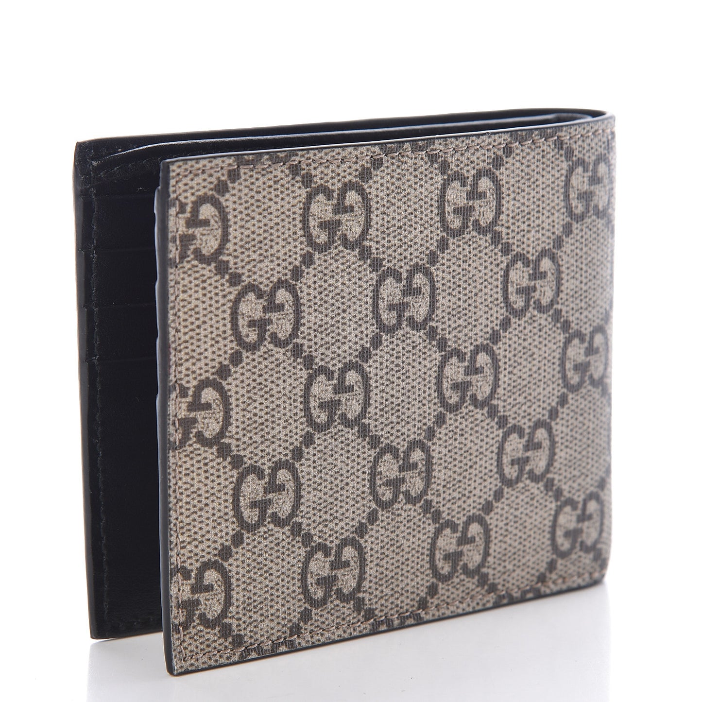 GG Supreme Monogram Selleria Calfskin Tiger Nice Bi-Fold Wallet Beige Ebony Multicolor Black